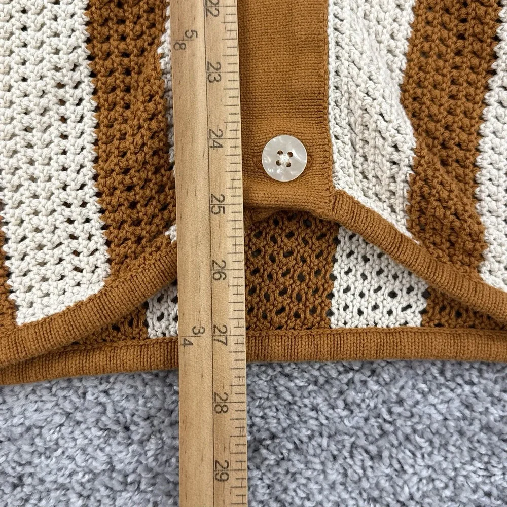 Dandy Del Mar The Dominica Crochet Shirt Men's XL Burnt Sienna Stripe Button Up